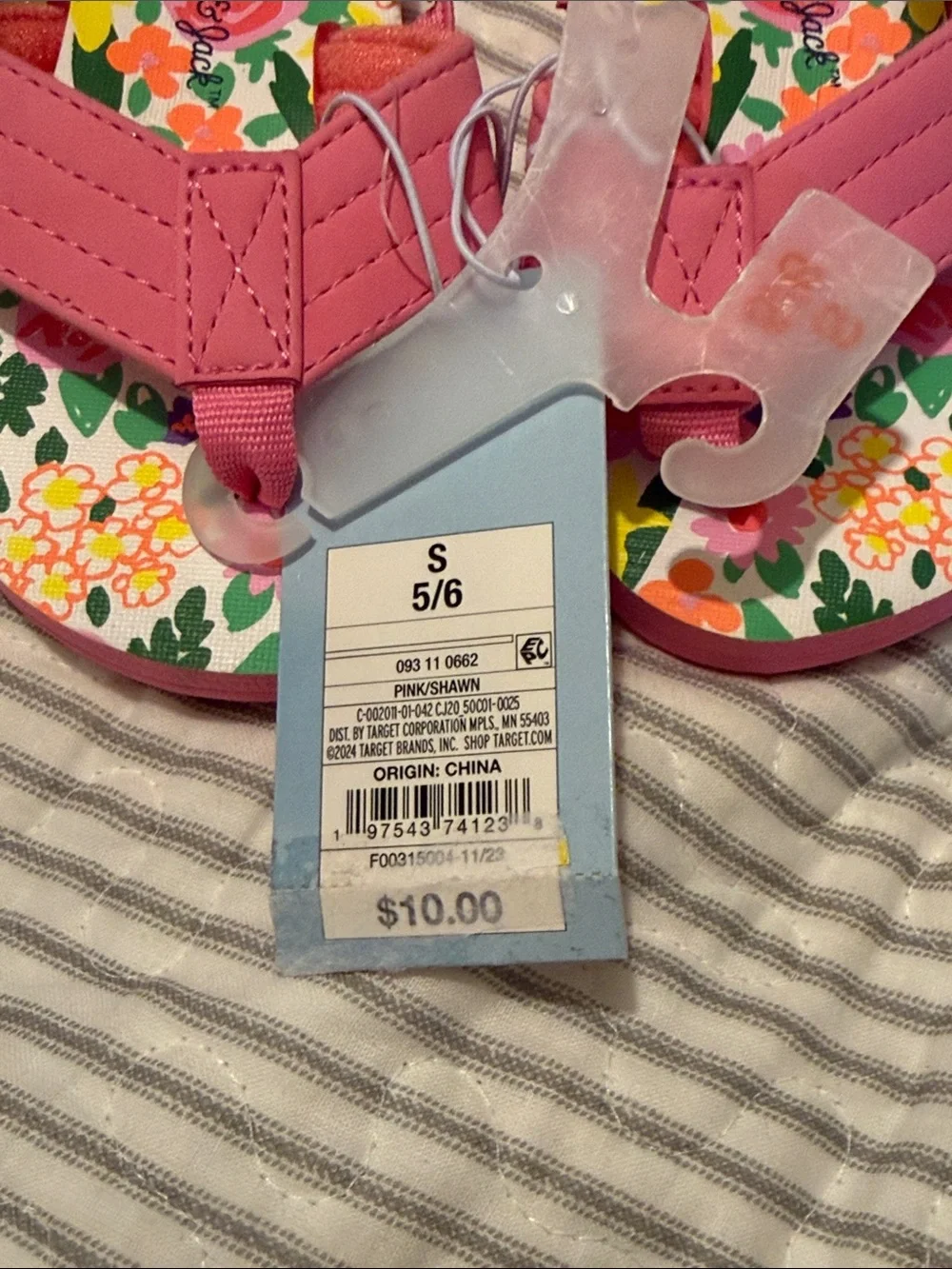 Cat & Jack Pink Floral Toddler Flip Flops